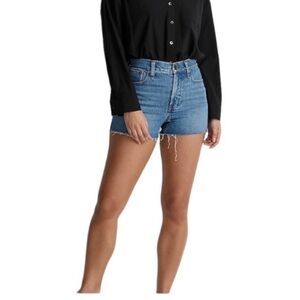Madewell The Perfect Jeans Shorts Medium Blue Wash Raw Hem 100% Cotton Size 26